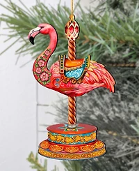 Designocracy Pink Flamingo Carousel Holiday Ornament