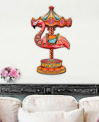 Designocracy Pink Flamingo Carousel Holiday Door Decor