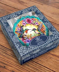 G.Debrekht Hummingbirds Wreath Glass Christmas Ornament