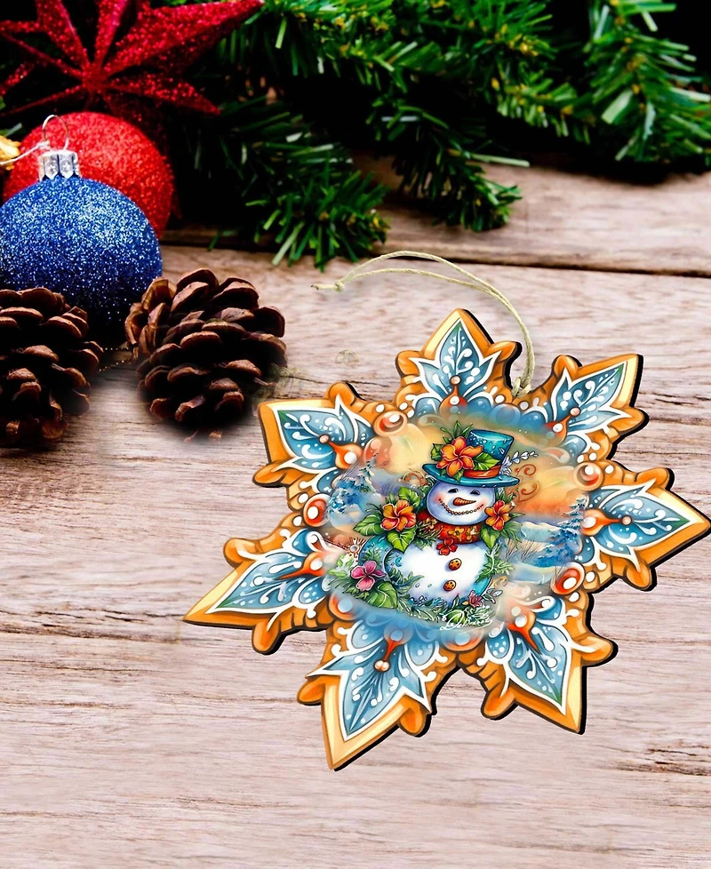 Designocracy Happy Snowman Snowflake Ornaments, Set 3