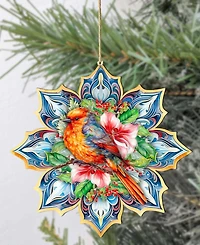Designocracy Forest Bird Snowflake Wooden Ornament