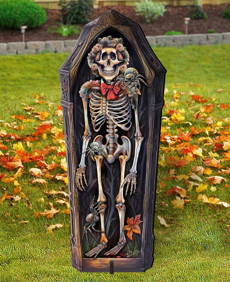 Designocracy Skeleton Coffin Outdoor Decor