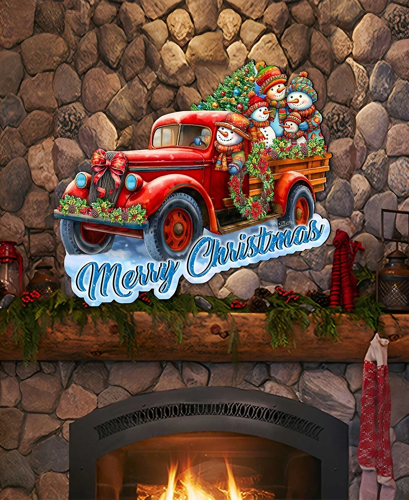 Designocracy Snowman Family Truck Door Hanger