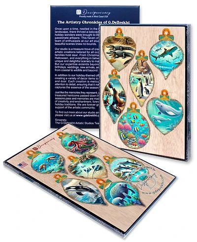 Designocracy Sea Life Wooden Ornaments, Set 12