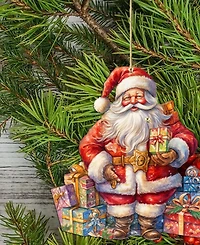 Designocracy Santa's Gifts Wooden Ornaments, Set of 3