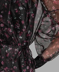 Bcbg Women's Floral Puff Long Sleeves Dress