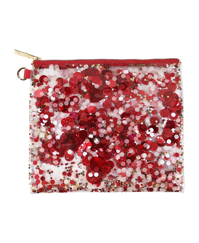 Packed Party Spirit Squad Confetti Everything Pouch, Makeup Bag, Travel Bag,Cosmetic Bag for Women (Red)
