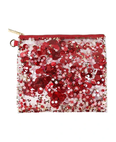 Packed Party Spirit Squad Confetti Everything Pouch, Makeup Bag, Travel Bag,Cosmetic Bag for Women (Red)