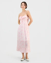Sincerely Jules Juniors' Smocked Ruffled Floral Midi Dress