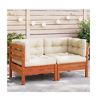 vidaXL Garden Sofa Wax brown and cream