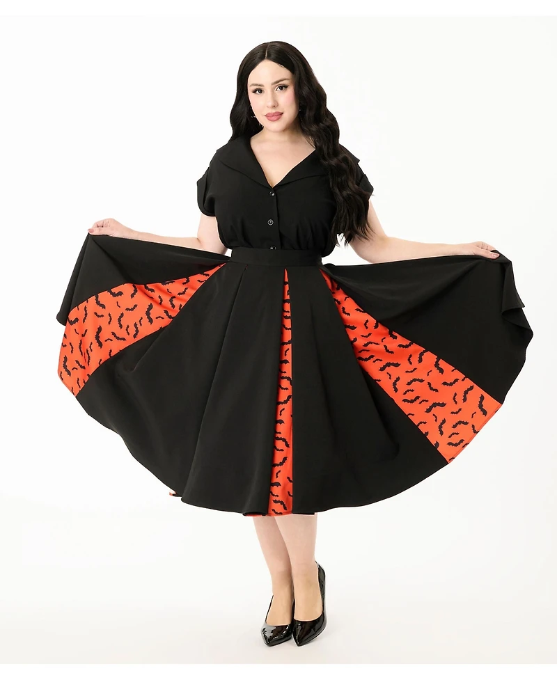 Unique Vintage Plus Pleated Swing Skirt