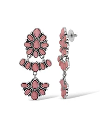 Jessica Simpson Pink Stone Statement Drop Earrings in Floral Shape