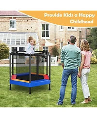Gymax 48'' Hexagonal Kids Trampoline Recreational Bounce Jumper W/Foam Padded Handrails