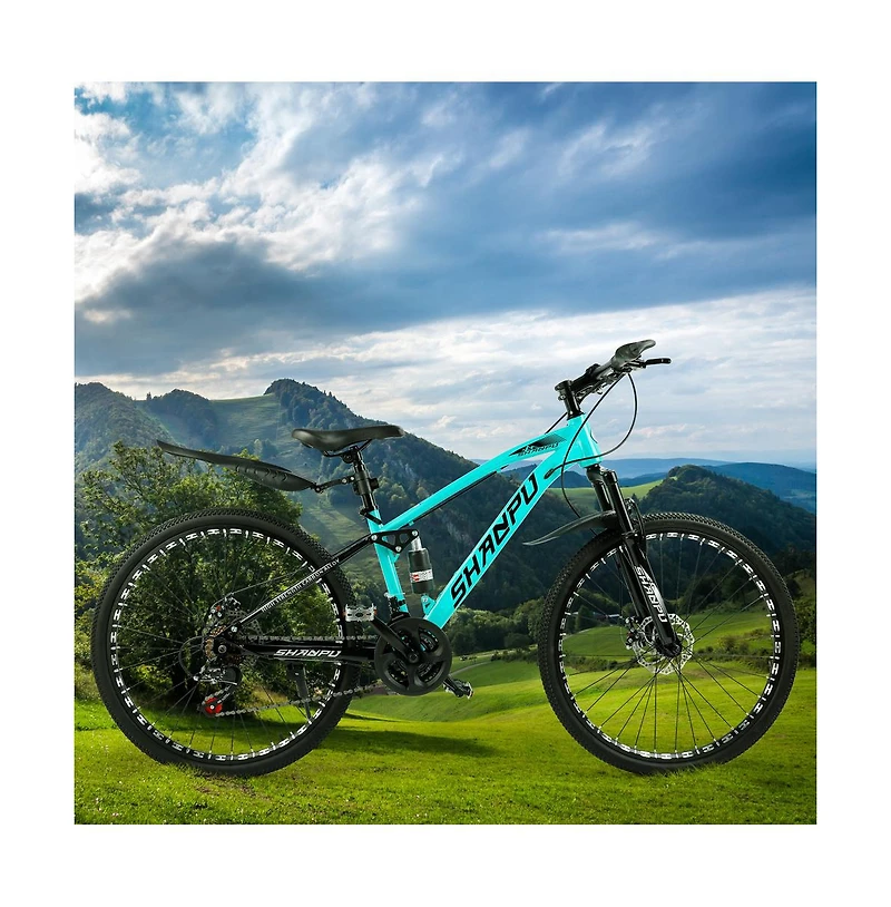 Artudatech 26-Inch 21-Speed Mountain Bike with Full Suspension and Disc Brakes for Off-Road Adventure
