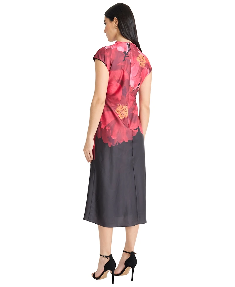 Maggy London Women's Printed Cap Sleeves Midi Dress