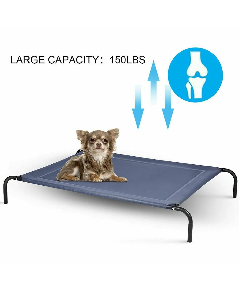 Gymax Large Dog Cat Bed Elevated Pet Cot Indoor Outdoor Camping Steel Frame Mat