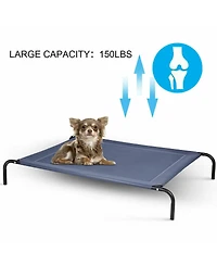 Gymax Large Dog Cat Bed Elevated Pet Cot Indoor Outdoor Camping Steel Frame Mat
