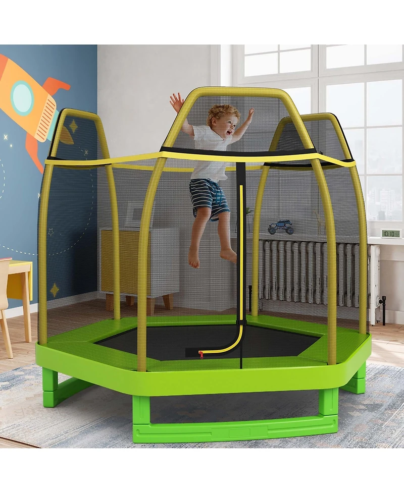 Costway 7FT Kids Trampoline W/Safety Enclosure Net Spring Pad