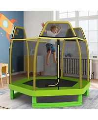 Costway 7FT Kids Trampoline W/Safety Enclosure Net Spring Pad