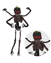 6 Ft Animated Halloween Decoration Hanging Zombie Light-up Eyes Poseable Arms
