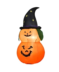 5ft Inflatable Halloween Pumpkin Decoration w/ Led Light Witch Hat