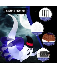 6 Ft Halloween Inflatable Hand Hold the Ghost with Built-in Led & Air Blower