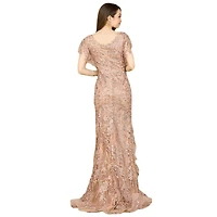 Lara Women's Cap Sleeve Mermaid V-neck Gown