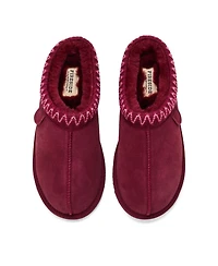 Fireside by Dearfoams Women's Greta Genuine Shearling Clog Slipper with Embroidery