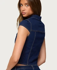 Edikted Women's Contrast Stitch Button Up Denim Shirt