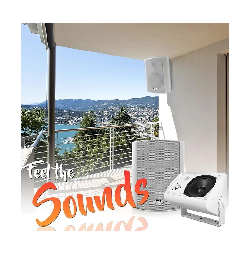 Bluetooth Wall Mount Speaker System - Active Powered Wall Mount Home Speakers, MP3/Aux/Rca Input (5.25 -inch, 300 Watt Max)