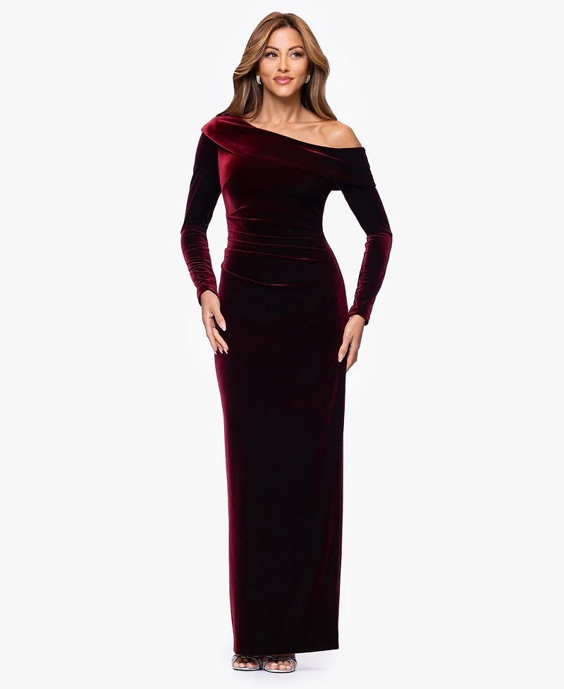 Xscape Women's Asymmetric Neck Maxi Dress