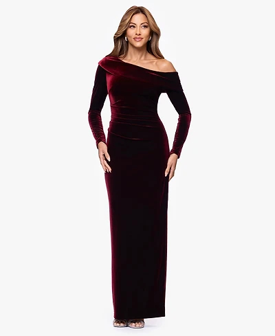 Xscape Women's Asymmetric Neck Maxi Dress