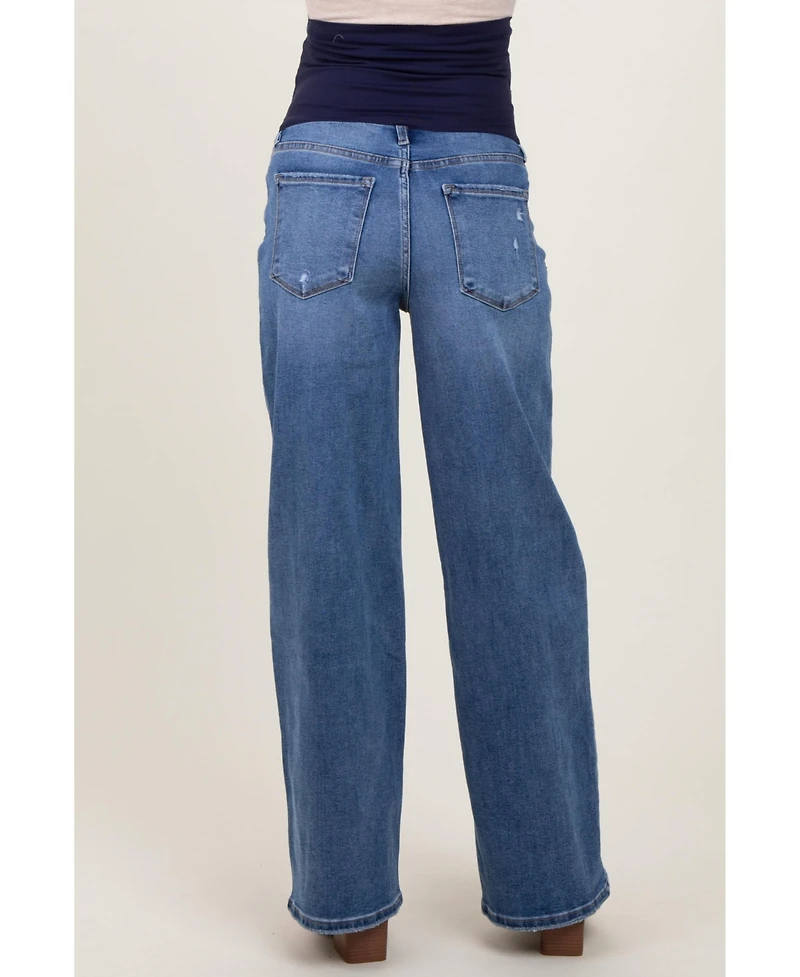 Pinkblush Maternity Blue Washed Wide Leg Jeans