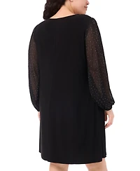 Msk Plus Round Neck Bell Sleeves Shift Dress
