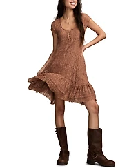 Lucky Brand Women's Lace Short Sleeves Mini Dress