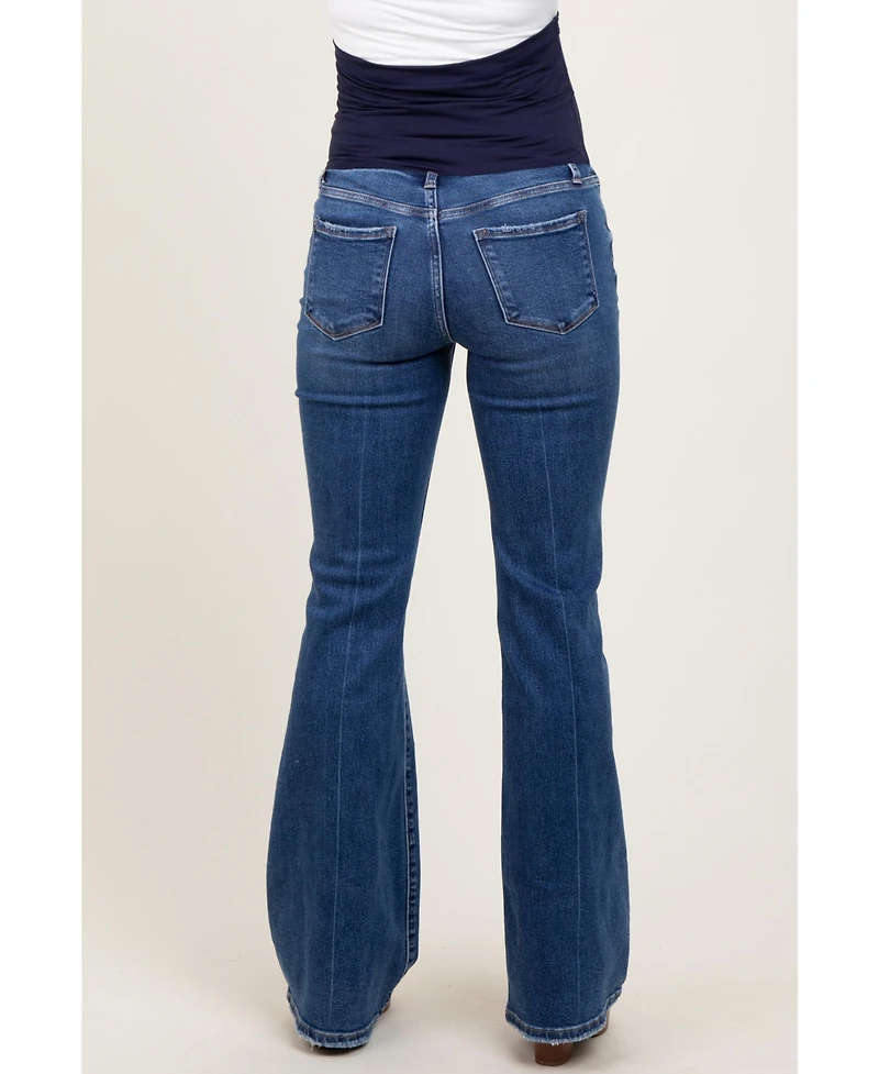 Pinkblush Maternity Navy Blue Distressed Flare Jeans