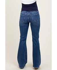 Pinkblush Maternity Navy Blue Distressed Flare Jeans