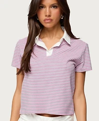 Edikted Women's Lennie Striped Polo Top