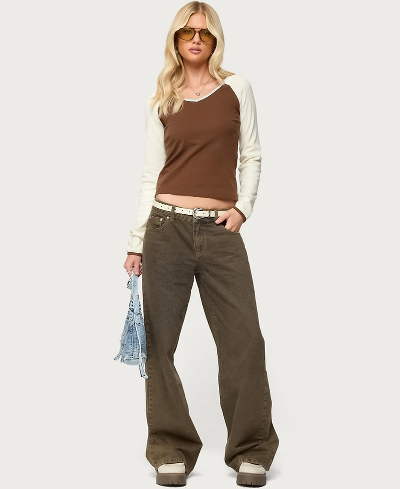 Edikted Women's Ronie Contrast Raglan Top