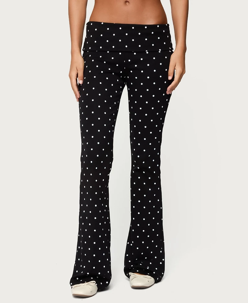 Edikted Women's Daliya Polka Dot Fold Over Pants