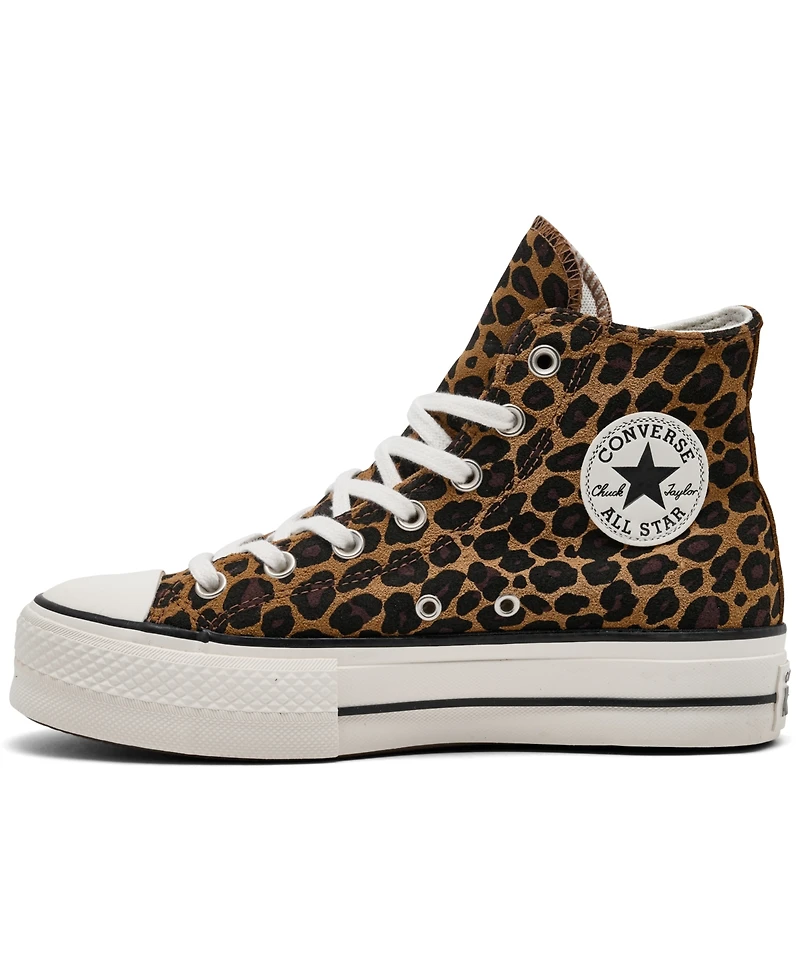 Converse Women's Chuck Taylor All Star Lift Platform Leopard Suede Casual Sneakers from Finish Line