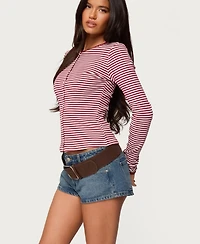 Edikted Women's Rayla Striped Button Up Top