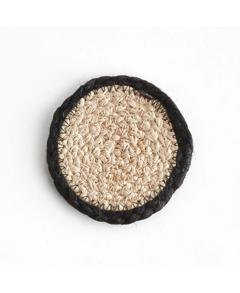 Napa Home & Garden Jute Coasters, Set of 4 - Natural/Black - Durable & Stylish