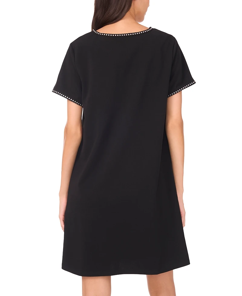 Msk Women's Short Sleeve Stud Detail Dress