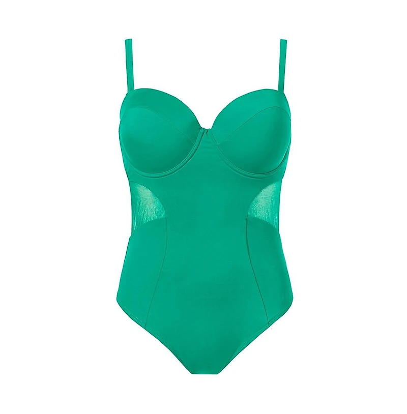 Swimsuits for All Women's Cup Mesh Underwire One Piece Swimsuit
