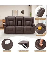 Aecojoy 3 Seater Reclining Sofa with 2 Cup Holders&Side Pockets