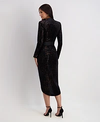Siena Women's Foiled Long Sleeve Midi Dress