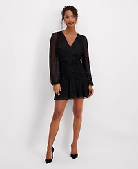 Siena Women's V-Neck Long Sleeve Mini Dress