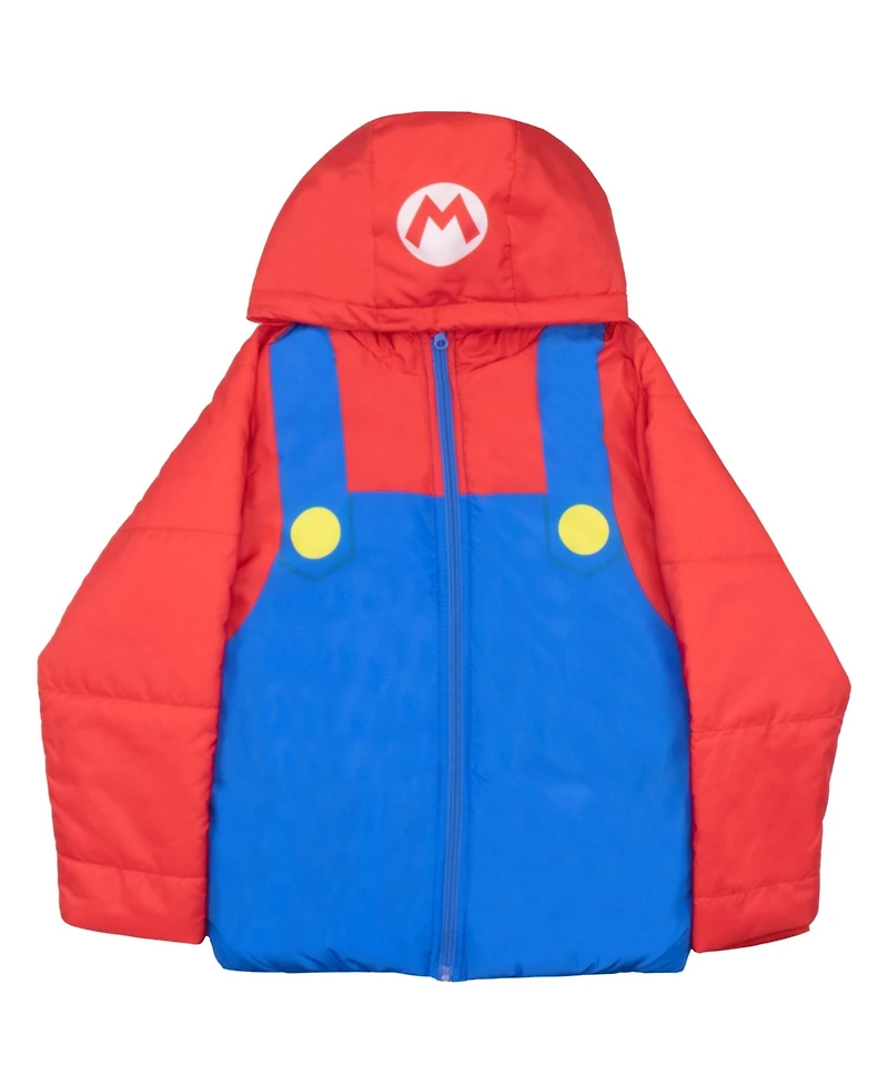 Mario Boys Super Graphic Print Puffer Winter Coat Jacket