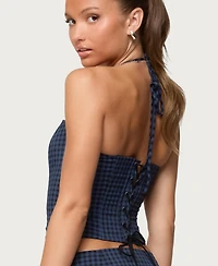Edikted Women's Winsley Gingham Halter Corset